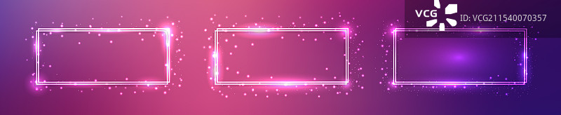 霓虹双矩形框架带闪光效果图片素材