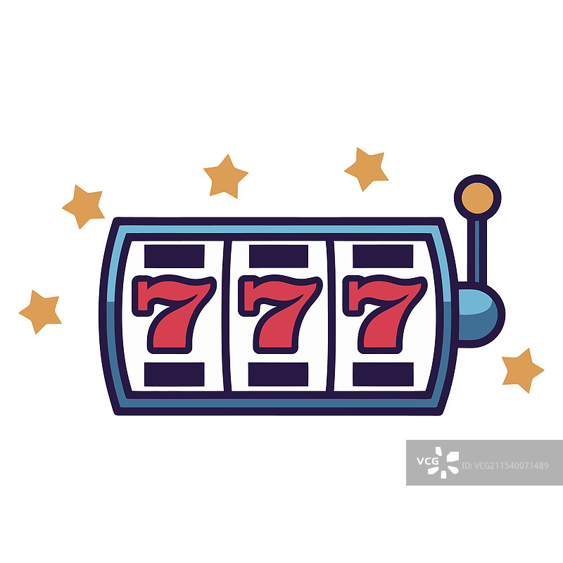 色彩缤纷的老虎机与七个图案图片素材