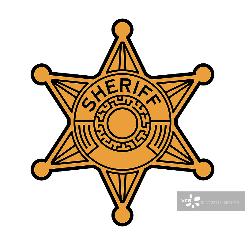 卡通风格的警长徽章图标图片素材