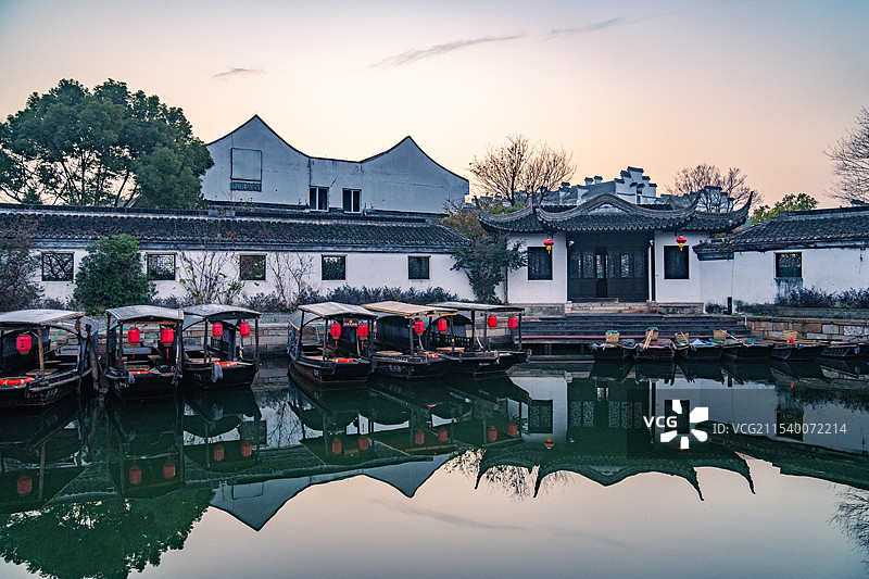 江南水乡西塘古镇清晨图片素材