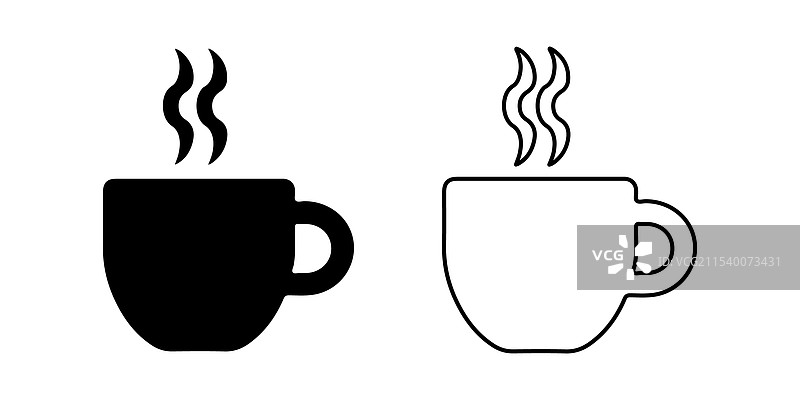 咖啡杯图标的轮廓和剪影图片素材