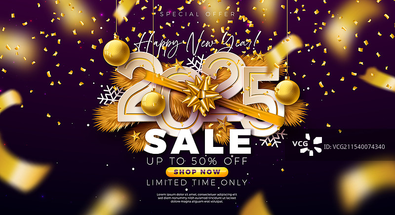 2025年新年快乐促销设计与数字图片素材