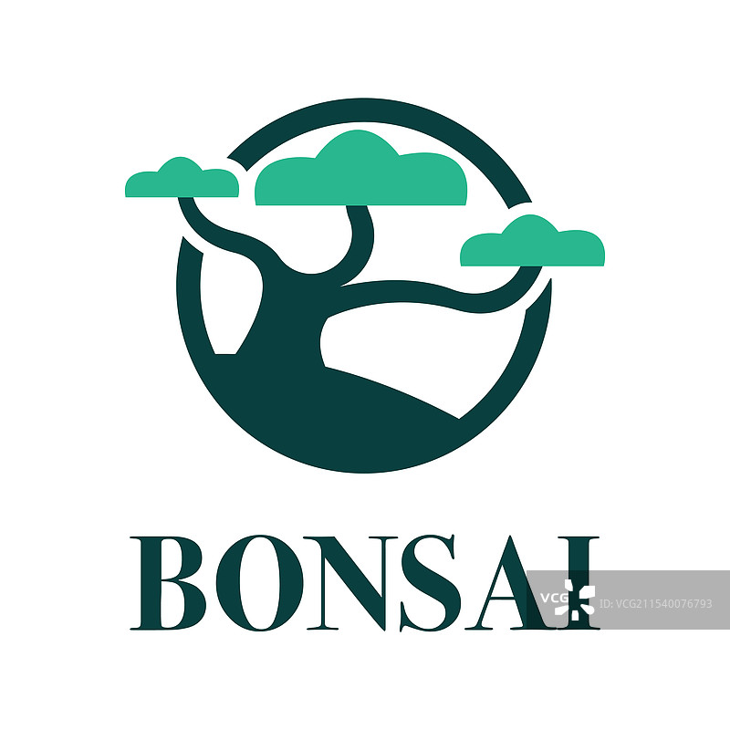 盆景树扁平化极简风格logo设计图片素材