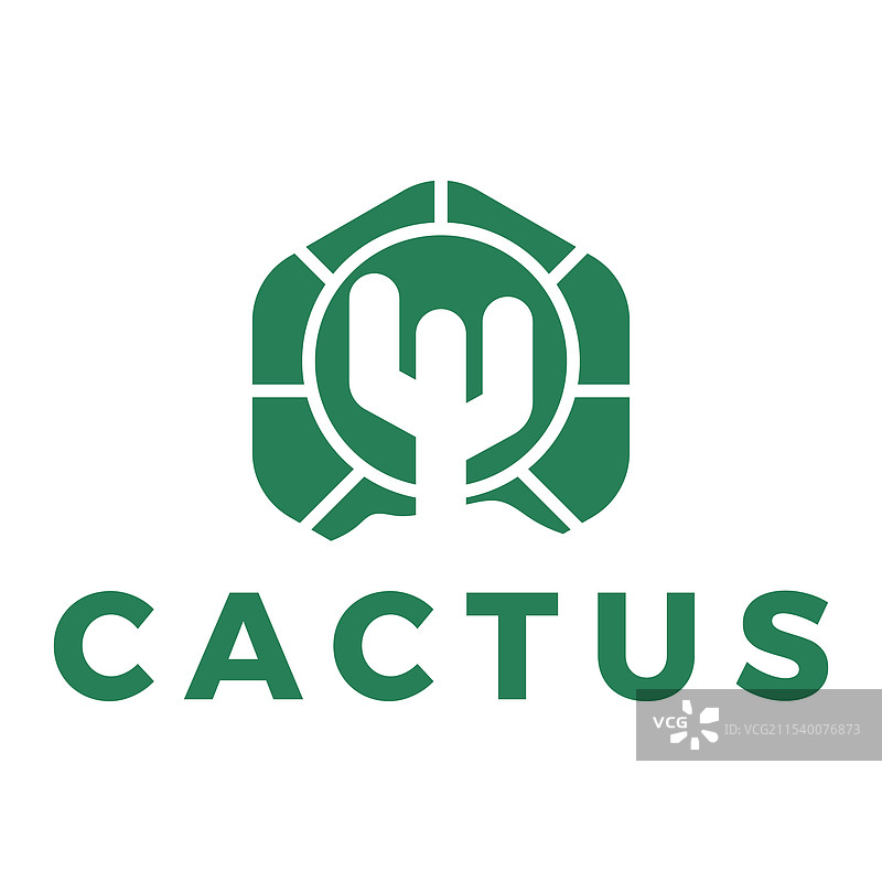 仙人掌沙漠扁平极简风格标志设计图片素材