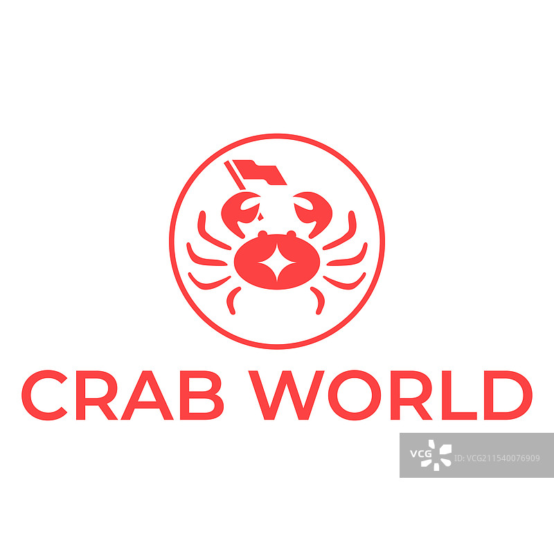 螃蟹世界扁平极简风格logo设计图片素材