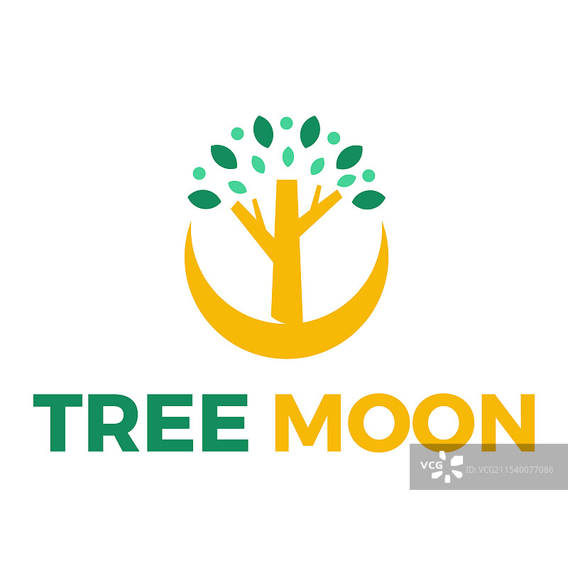 树月扁平极简风格标志设计图片素材