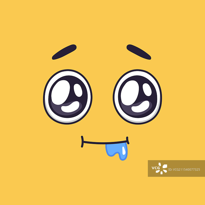 流口水的黄色卡通脸，流露出渴望的表情图片素材