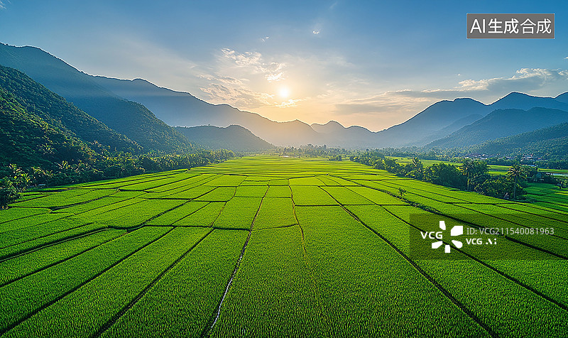 【AI数字艺术】麦田田垄田野农业种植图片素材
