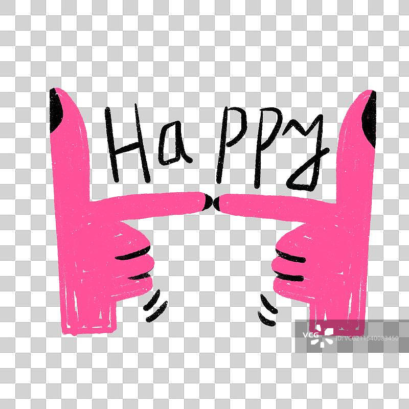 人的手做动作手势卡通潮流风涂鸦多巴胺粉色装饰元素图片素材