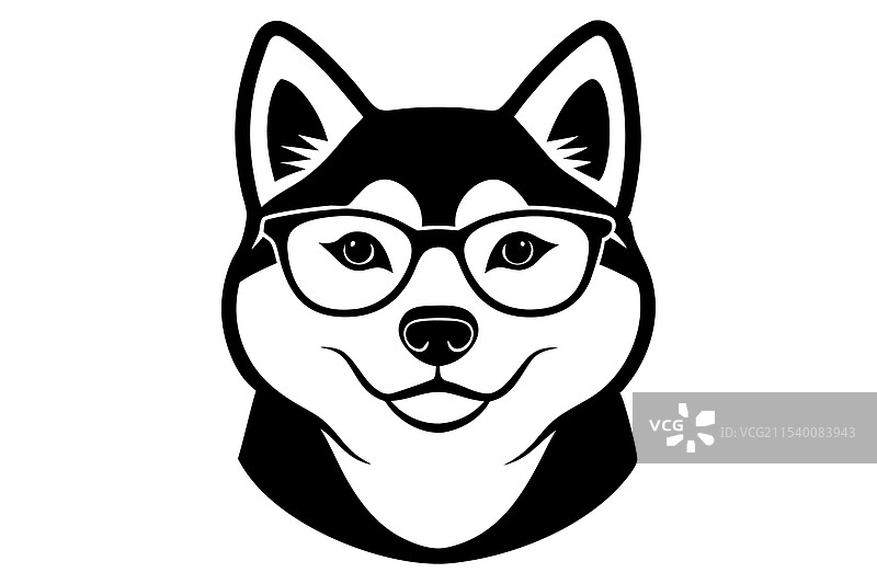 戴眼镜的柴犬艺术作品图片素材