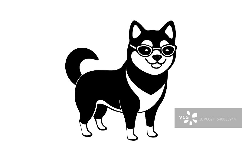 戴眼镜的柴犬艺术作品图片素材