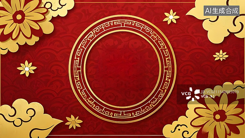 【AI数字艺术】春节新年喜事传统中式红金色喜庆纹理图案背景素材图片素材