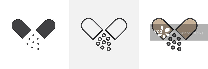 打开胶囊药丸图标图片素材