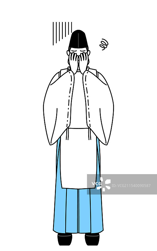 穿着烏帽子的神社祭司图片素材