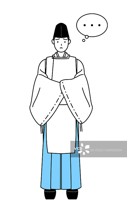 穿着烏帽子的神社祭司图片素材