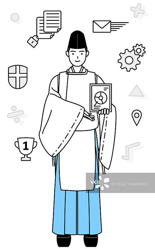 穿着烏帽子的神社的DX祭司形象图片素材