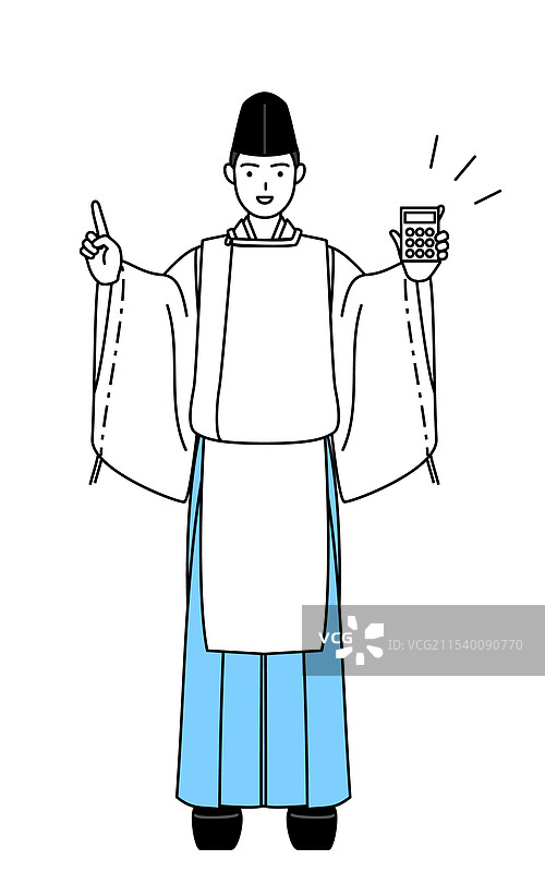 穿着烏帽子的神社祭司图片素材