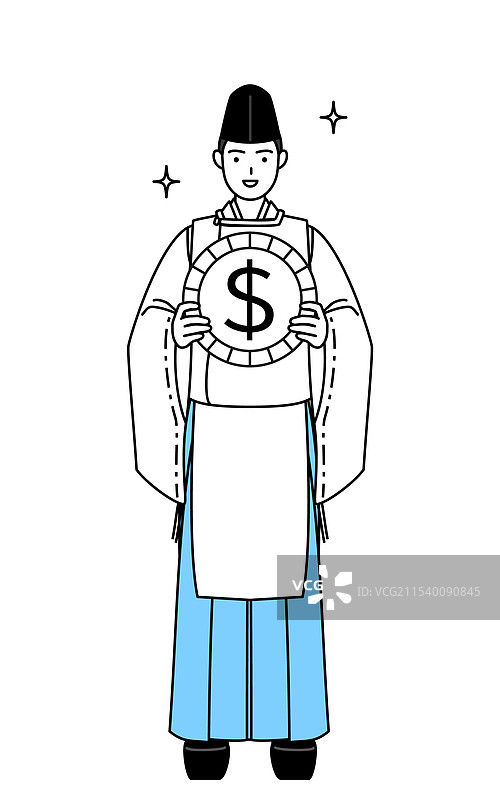 穿着烏帽子的神社祭司图片素材