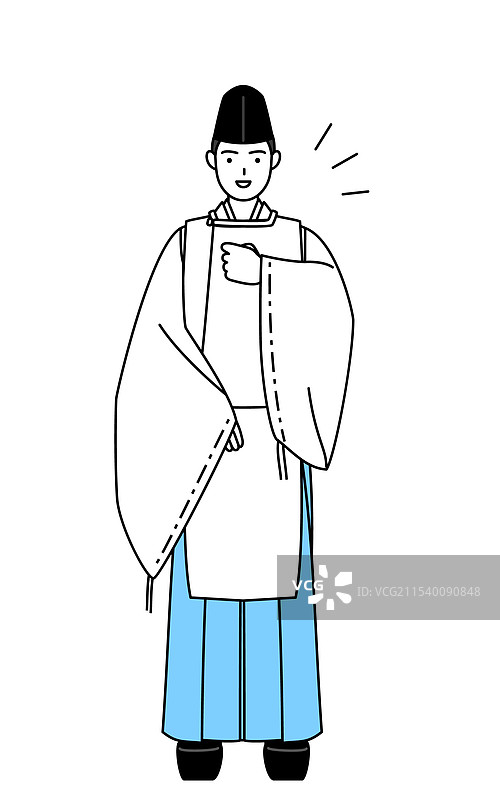 穿着烏帽子的神社祭司图片素材