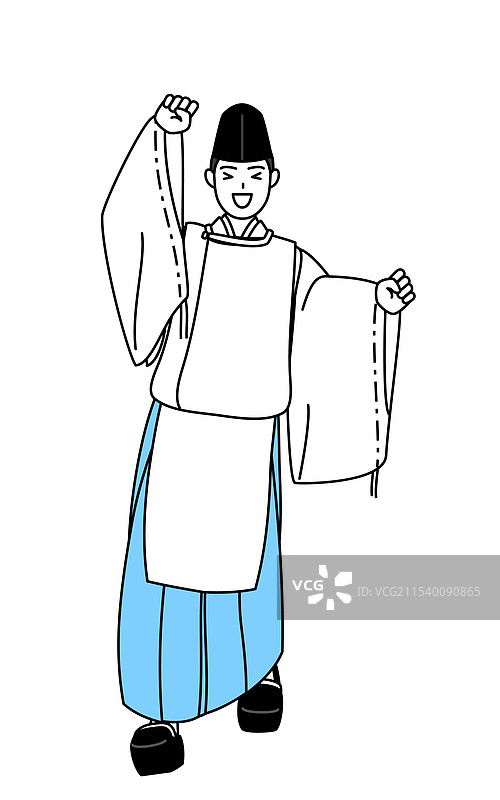 穿着烏帽子的神社祭司图片素材