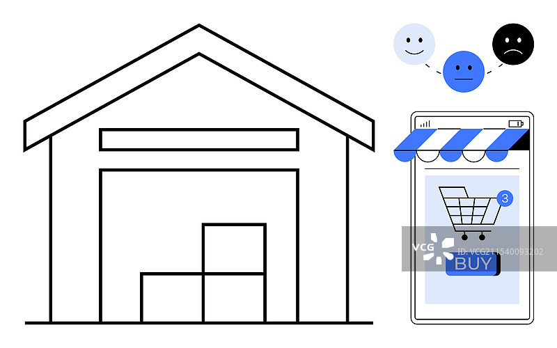 在线购物和仓库管理图片素材