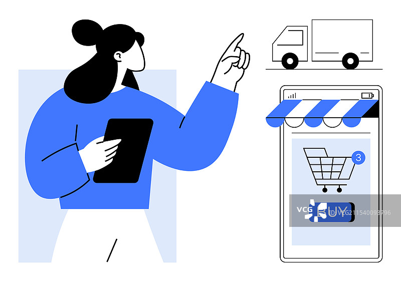 在线购物概念，顾客正在下单图片素材