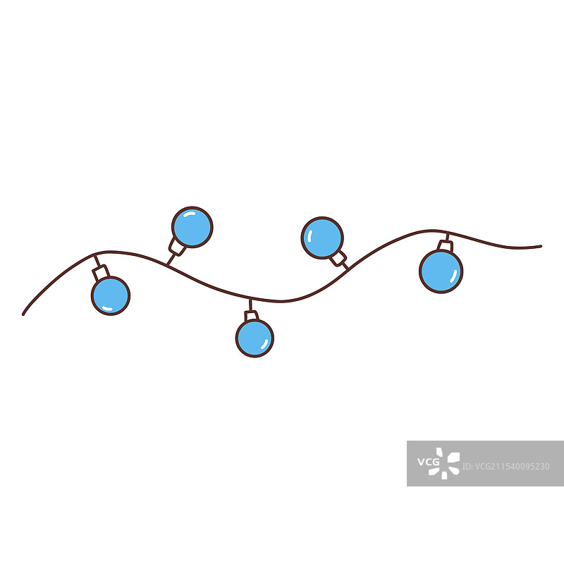 带有蓝色发光灯泡的花环涂鸦图片素材