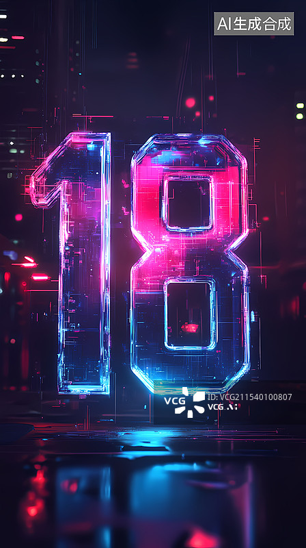 【AI数字艺术】创意倒计时数字18图片素材