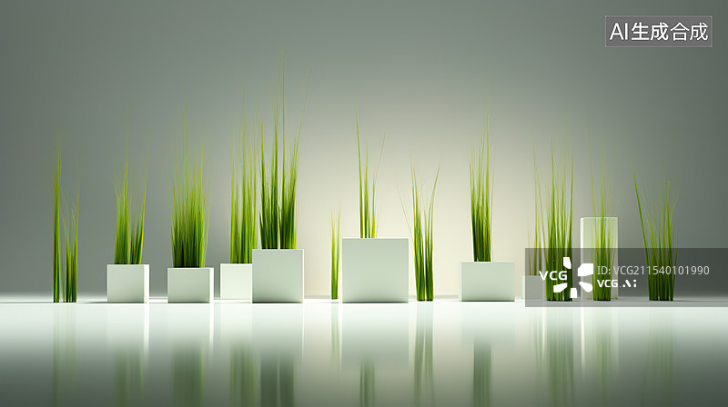 【AI数字艺术】绿色环保植物抽象行为艺术图片素材