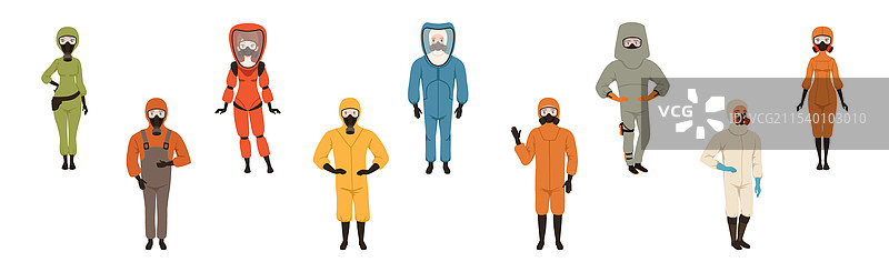 穿着防护服的男女图片素材