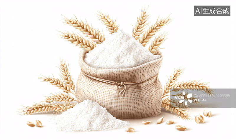 【AI数字艺术】一袋面粉和小麦插画图片素材