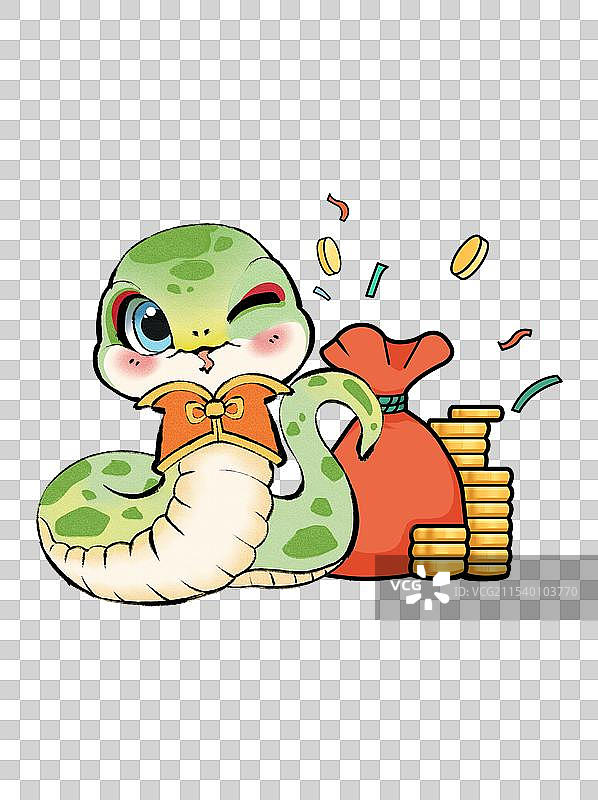 卡通蛇开门红国潮风元素图片素材