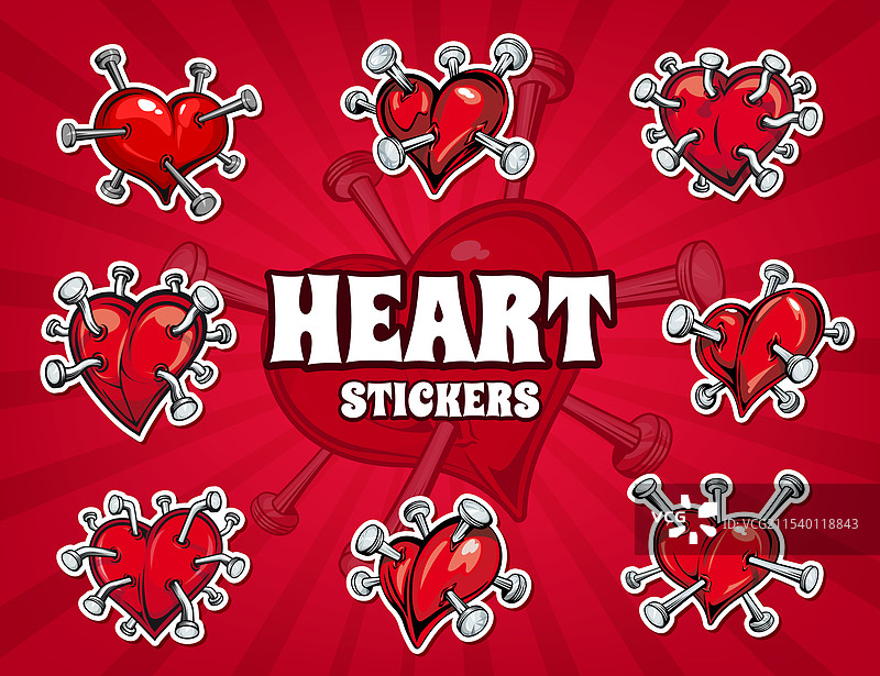 离婚心形纹身被钉子刺穿的贴纸图片素材