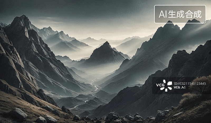 【AI数字艺术】高山峡谷图片素材