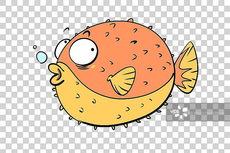 膨胀的河豚卡通漫画元素图片素材