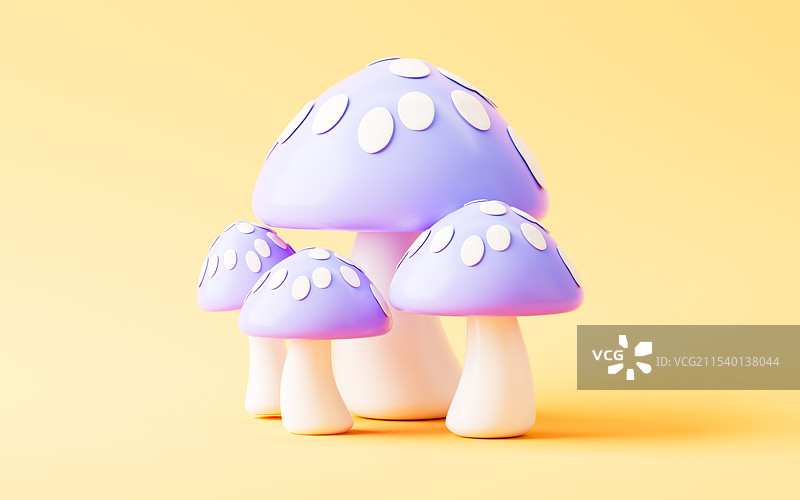 卡通蘑菇模型3D渲染图片素材