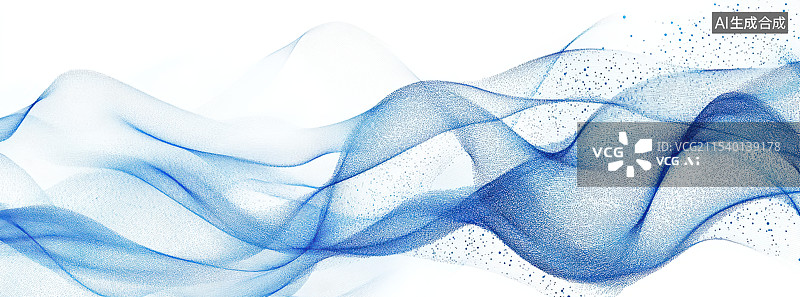 【AI数字艺术】蓝色艺术设计流动波浪几何纹理线条抽象概念白色背景图片素材