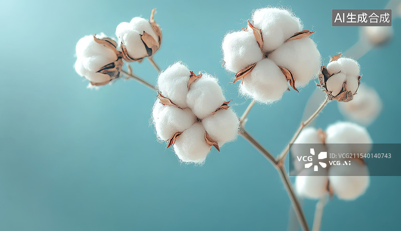 【AI数字艺术】棉花植物特写图片素材