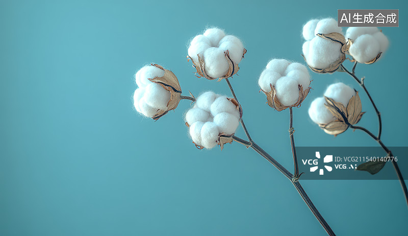 【AI数字艺术】棉花植物特写图片素材