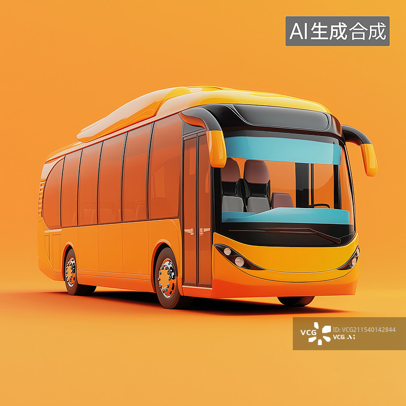 【AI数字艺术】3D公交车卡通立体插画图片素材