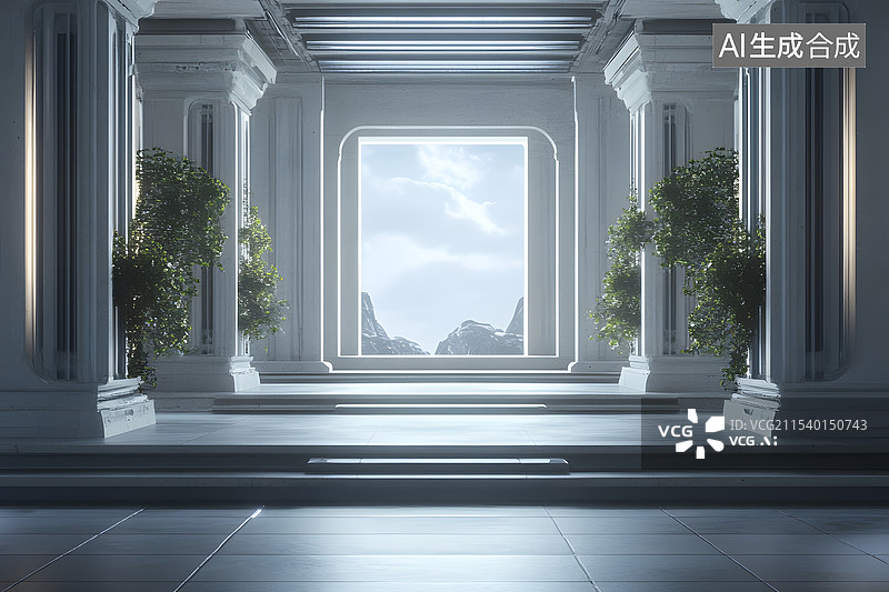 【AI数字艺术】欧式建筑内部空间图片素材
