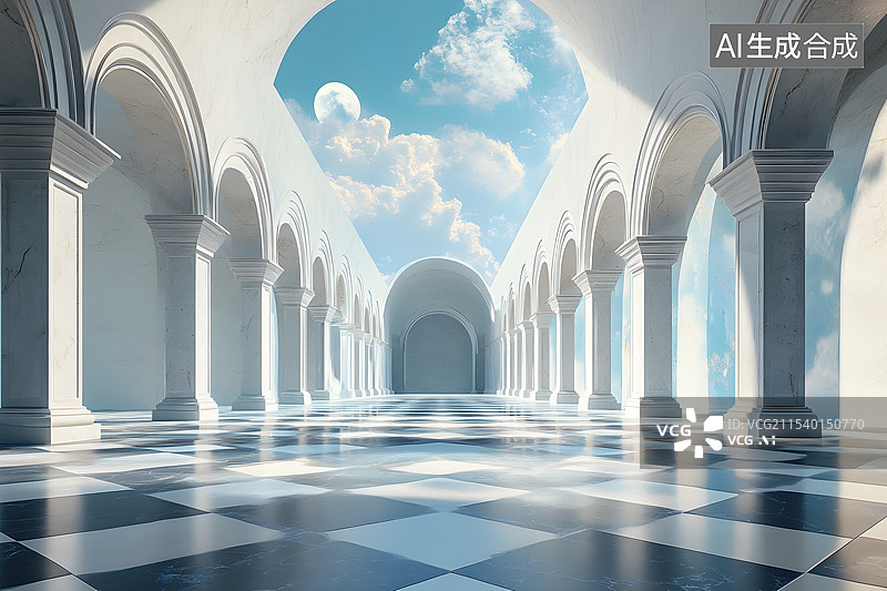 【AI数字艺术】欧式建筑内部空间图片素材