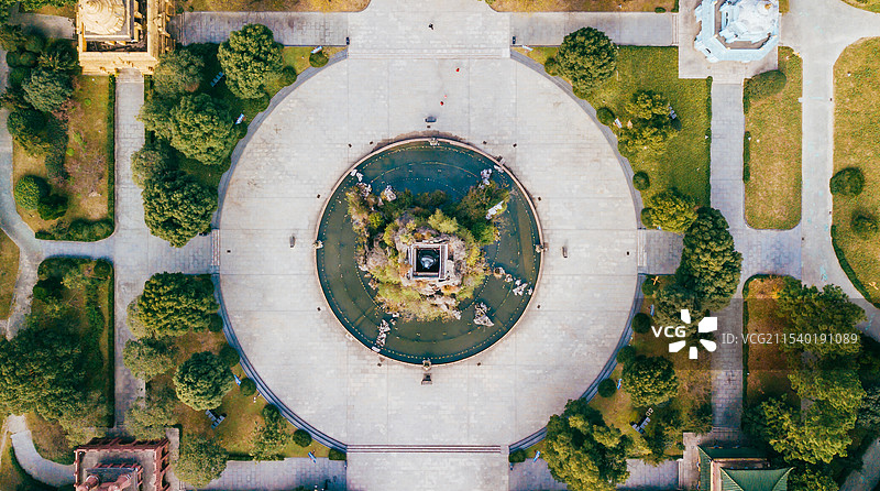 航拍杭州萧山东方文化园 杨歧禅寺建筑景观图片素材