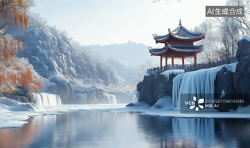 【AI数字艺术】冰瀑奇观图片素材