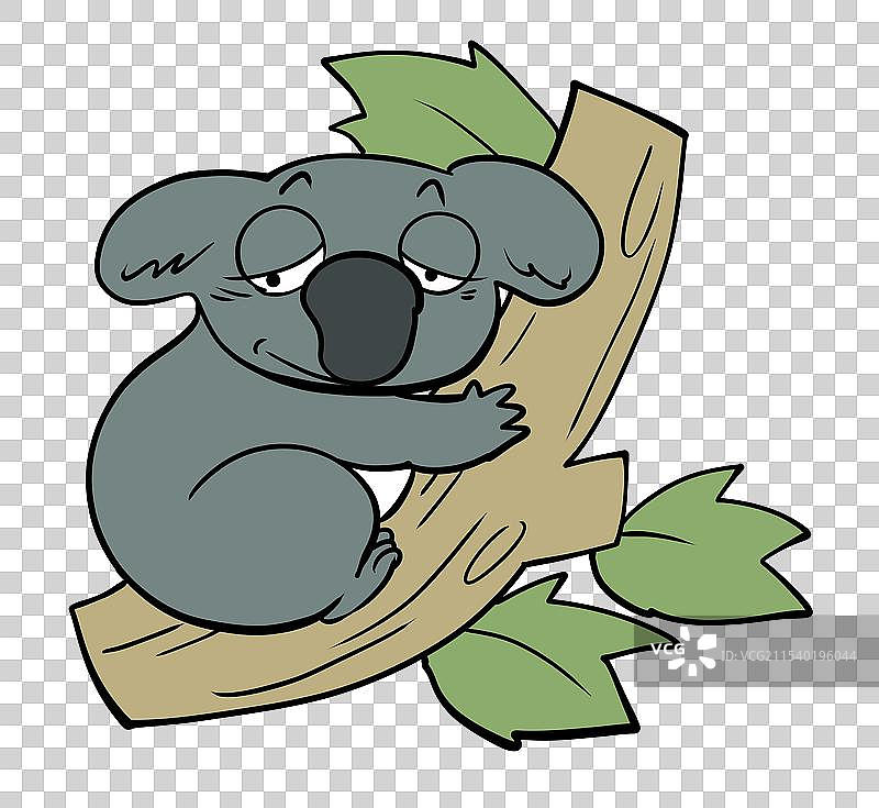 抱着树的考拉树袋熊卡通漫画元素图片素材