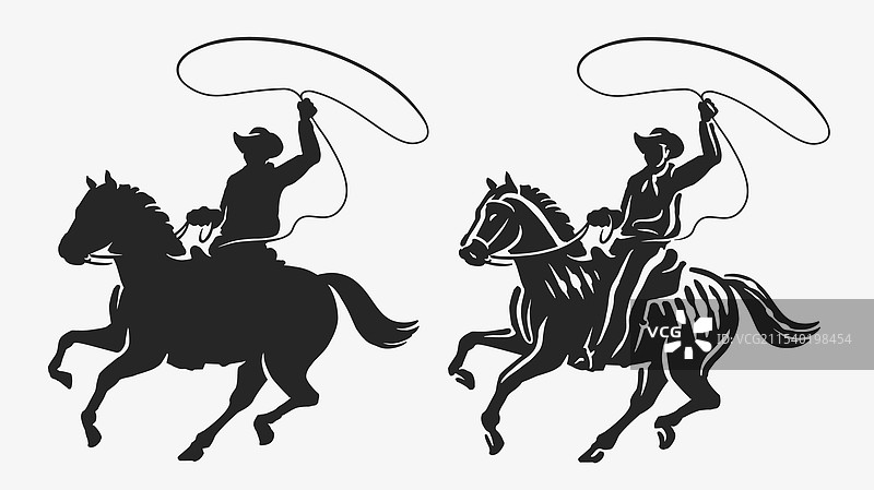 骑马牧场上的牛仔与套索表演图片素材