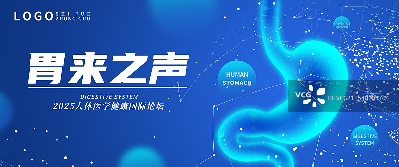 蓝色透明扫描人体内脏器官五脏六腑插画模板背景图片素材