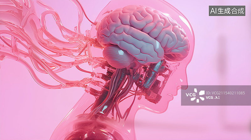 【AI数字艺术】科技医疗AI机器人脑机接口模型图片素材