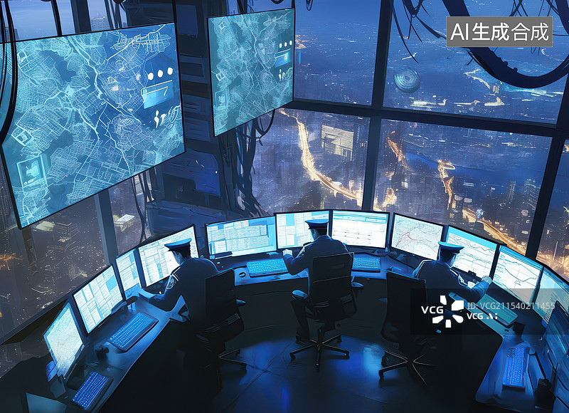 【AI数字艺术】未来科技指挥中心图片素材
