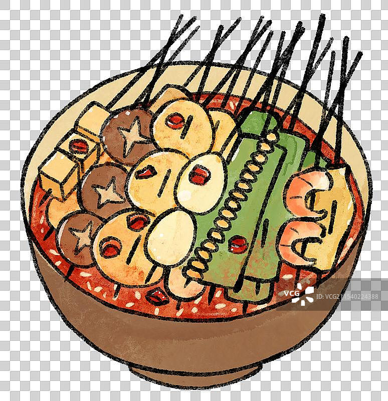 国风四川成都美食插画-钵钵鸡图片素材